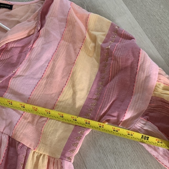 AMERICA & BEYOND NOAH STRIPE TUNIC DRESS Rainbow Stripe Cover UP size L shimmer - Picture 11 of 14